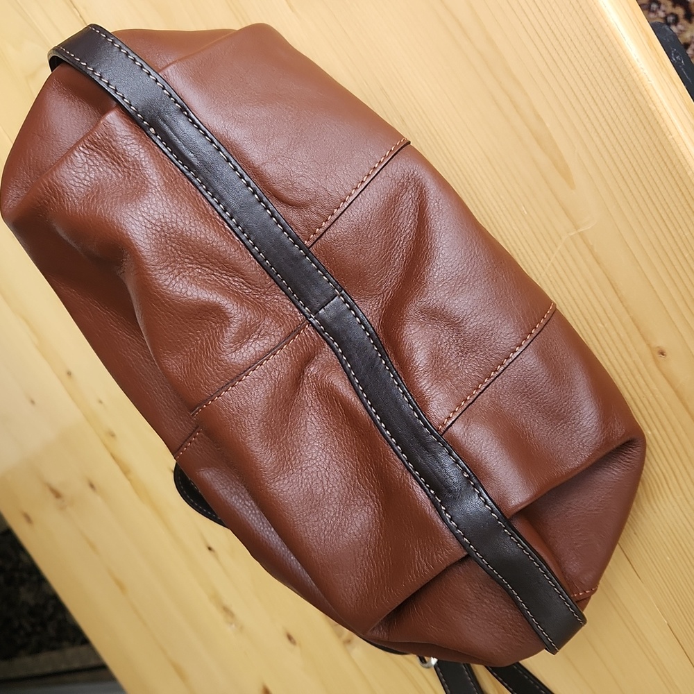 Gianni Conti Brown Italian Leather Convertible Crossbody Bag Hobo Satchel - Picture 10 of 17